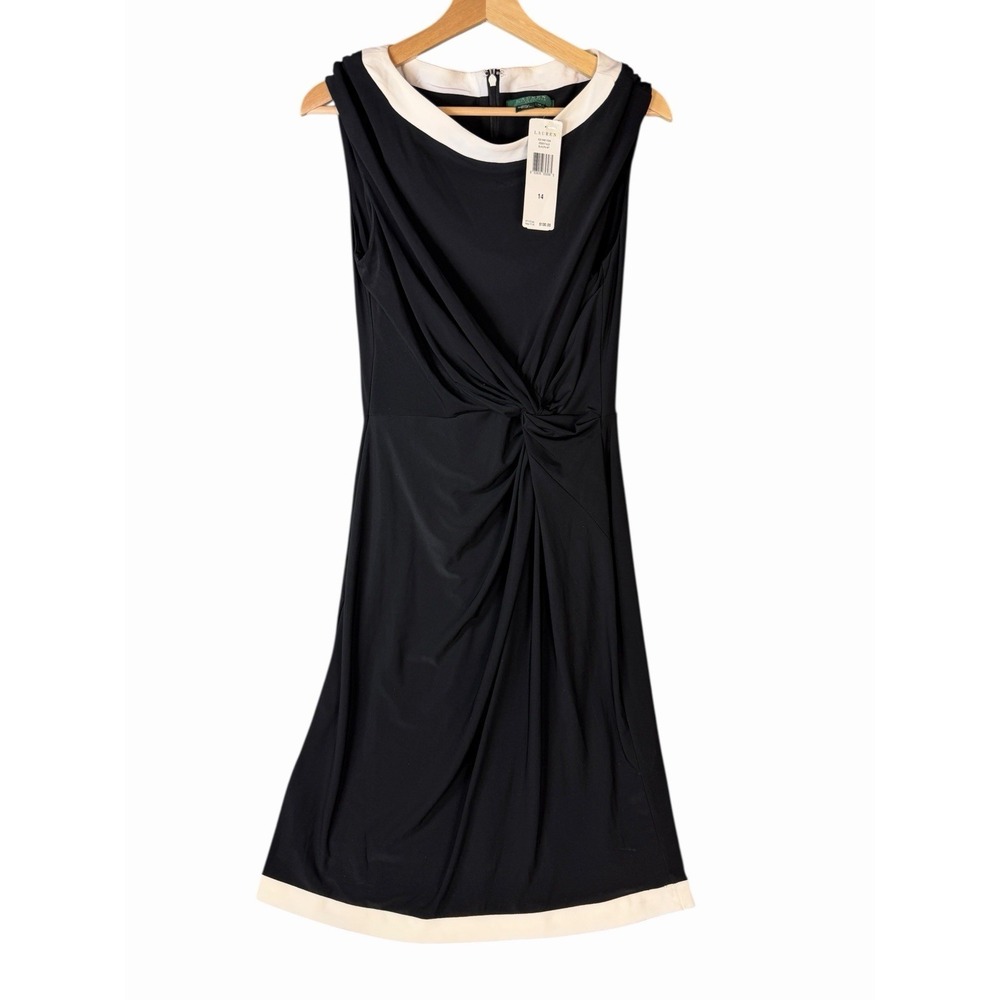 Lauren Ralph Lauren Women's Black Sheath Dress Size 14 Sleeveless NWT